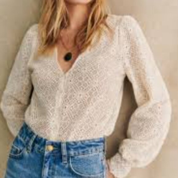 Sezane Gaya Blouse Ecru - Size 12 - Picture 5 of 6